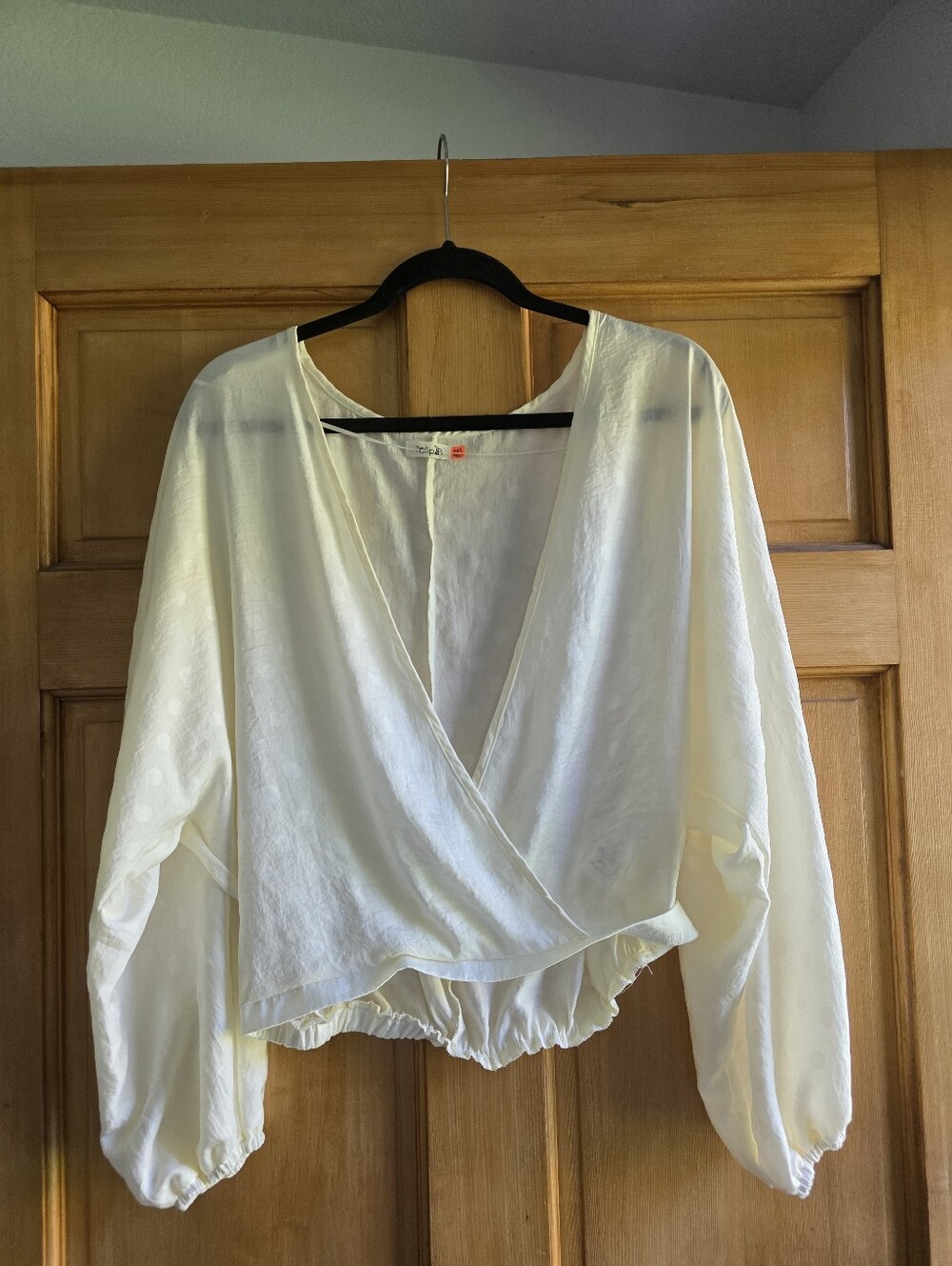Tulip B Cropped Wrap Blouse - Cream M/L
